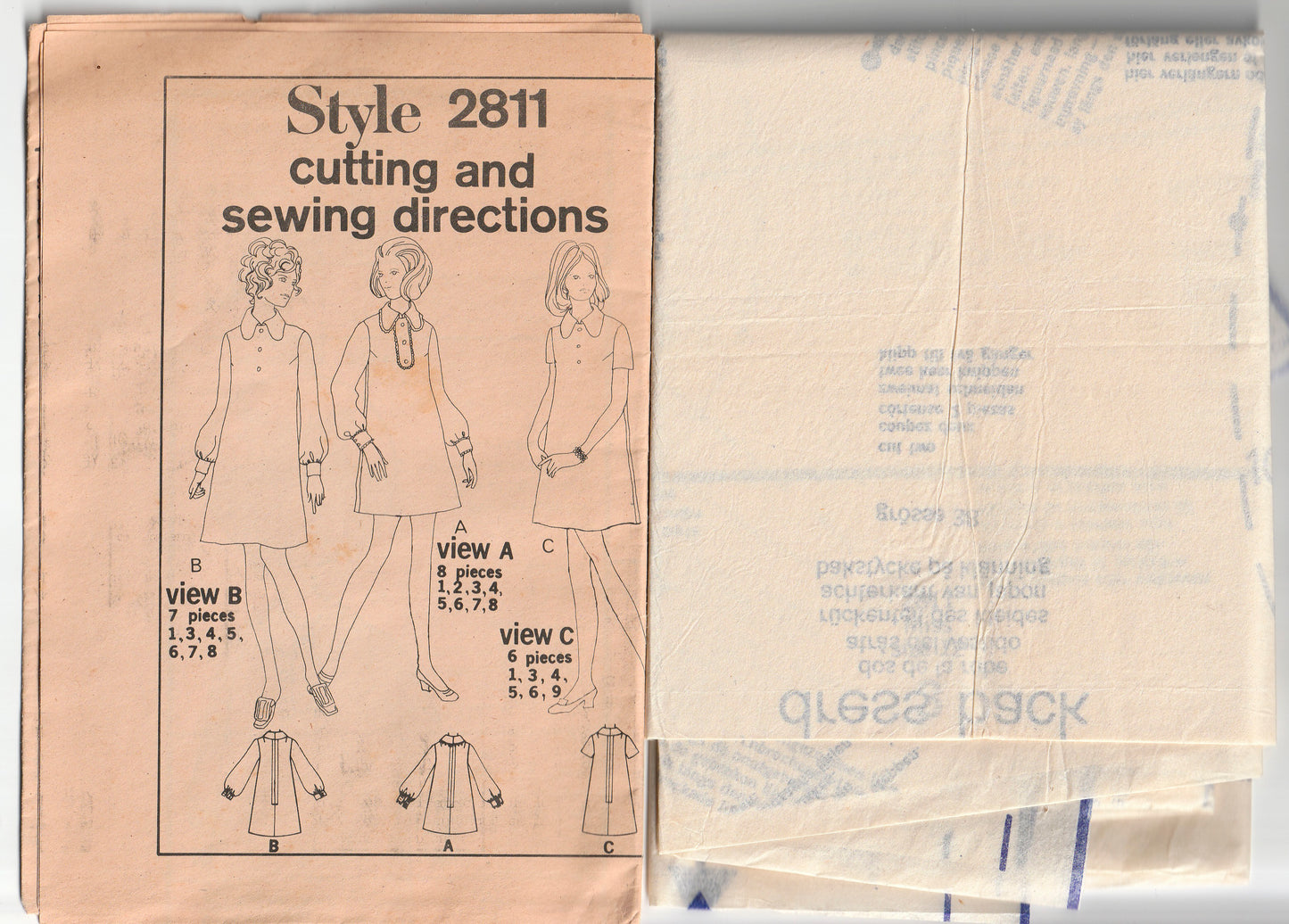 Style 2811 Womens Maternity Shift Dress with Wide Rounded Collar 1970s Vintage Paper Sewing Pattern Size 12 Bust 34 Inches