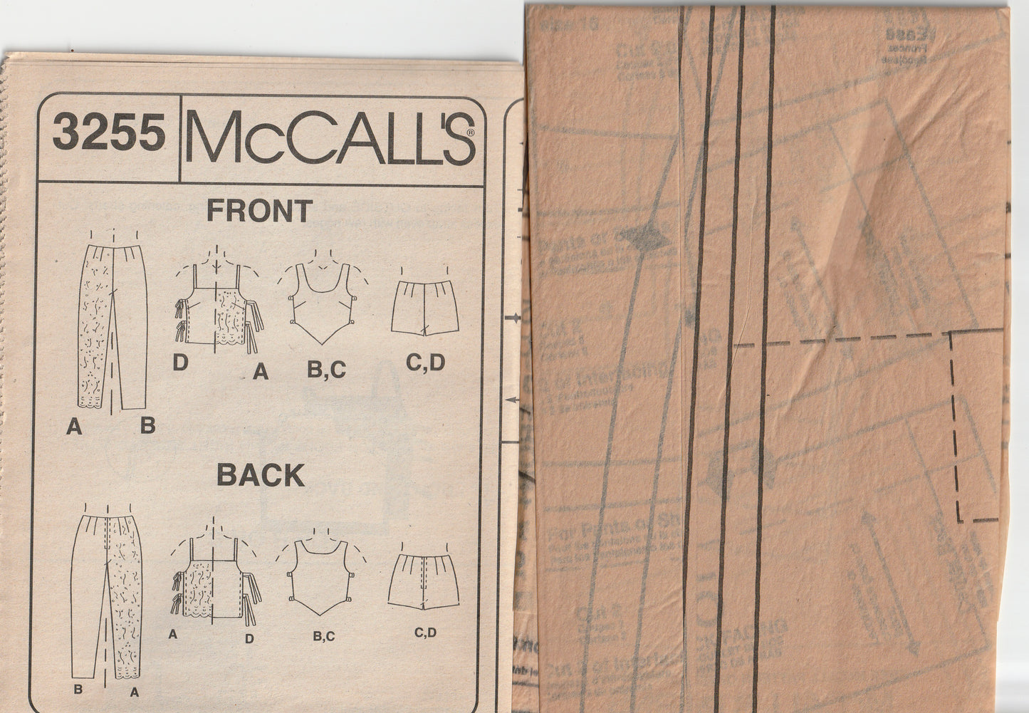 McCall's 3255 Womens Summer Tops Shorts & Capri Pants Out Of Print Paper Sewing Pattern Sizes 12 - 18 UNCUT Factory Folded