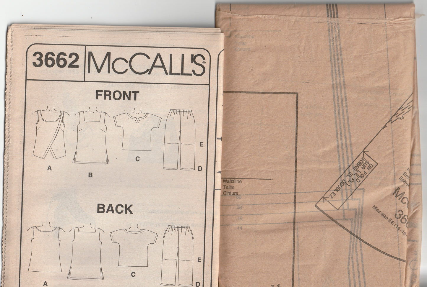 McCall's 3662 ENDLESS EASY OPTIONS Womens Summer Tops Tunics Capri Pants & Shorts Out Of Print Paper Sewing Pattern Size 14 - 20 UNCUT Factory Folded