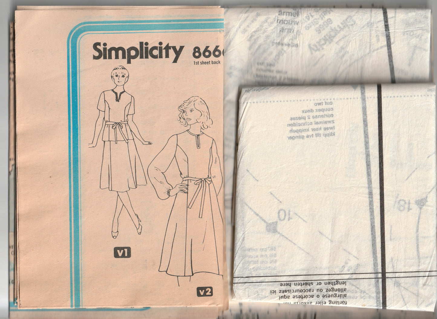 Simplicity 8666 Womens Half Sized Princess Dress Top & Skirt 1970s Vintage Paper Sewing Pattern Size 14 1/2 Bust 37 inches