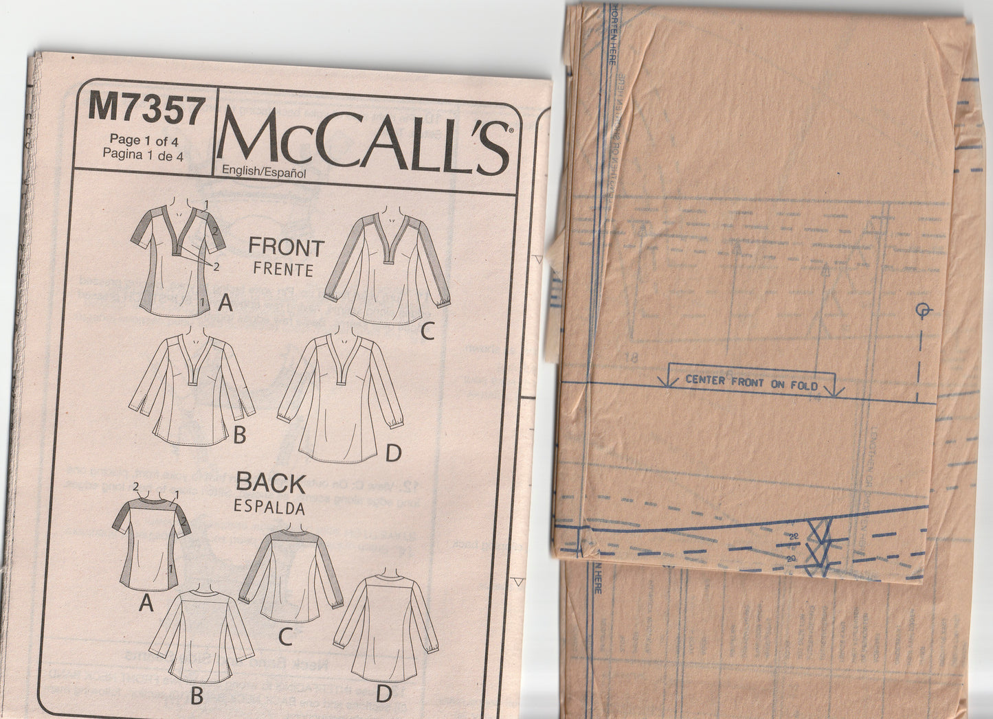 McCall's 7357 Womens Fit & Flared Pullover Tops Out Of Print Paper Sewing Pattern Size 14 - 22 UNCUT Factory Folded