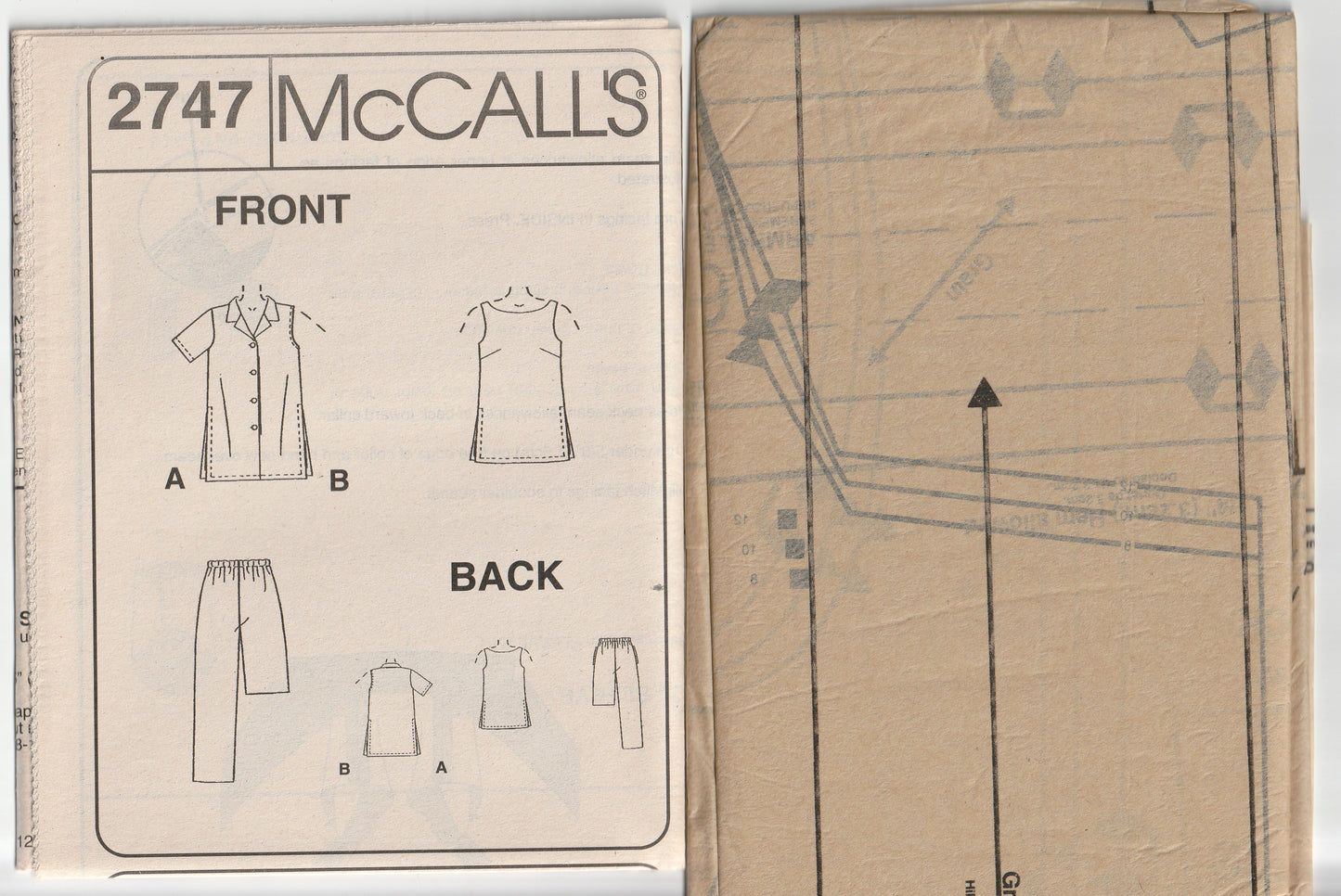 McCall's 2747 Womens Casual Tops Pants & Shorts Out Of Print Paper Sewing Pattern Sizes 8 - 12 UNCUT Factory Folded