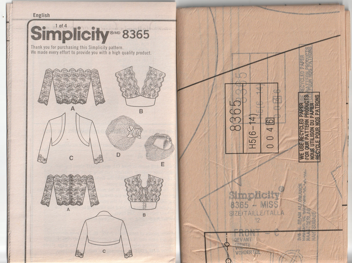 Simplicity 8365 ANDREA SCHEWE Womens Evening Cover Ups Fascinator & Hat Out Of Print Paper Sewing Pattern Size 6 - 14 or 14 - 22 UNCUT Factory Folded