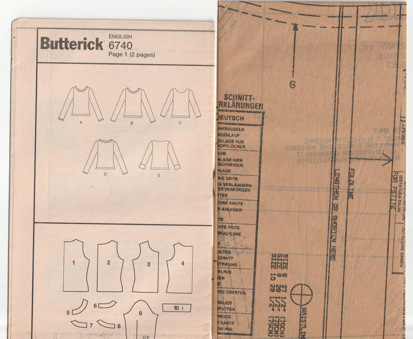 Butterick 6740 Womens Stretch Knit Long Sleeved Tops with Optional Fur Trim Neckline Out Of Print Paper Sewing Pattern Size 6 - 10 UNCUT Factory Folded