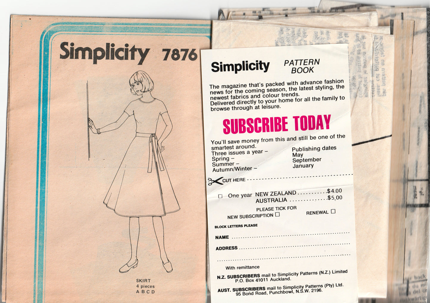 Simplicity 7876 Womens JIFFY Classic A Line Wrap Skirt 1970s Vintage Paper Sewing Pattern Size MEDIUM 14 - 16
