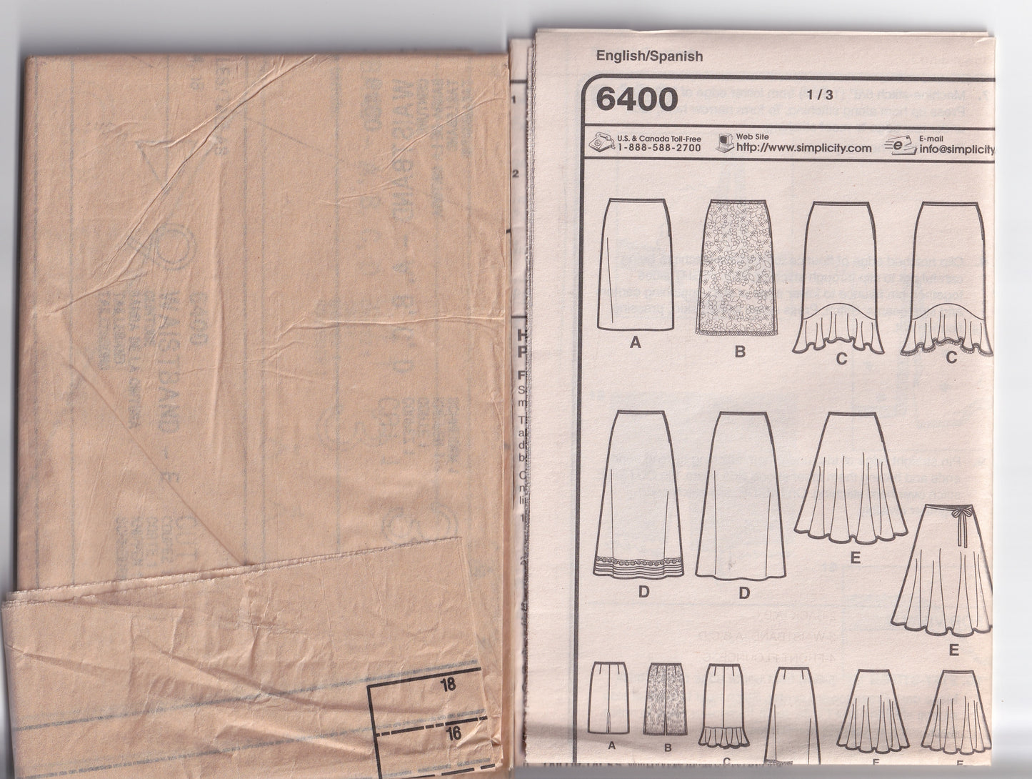 New Look 6400 Womens EASY Skirts Out Of Print Sewing Pattern Size 8 - 18 UNCUT Factory Folded