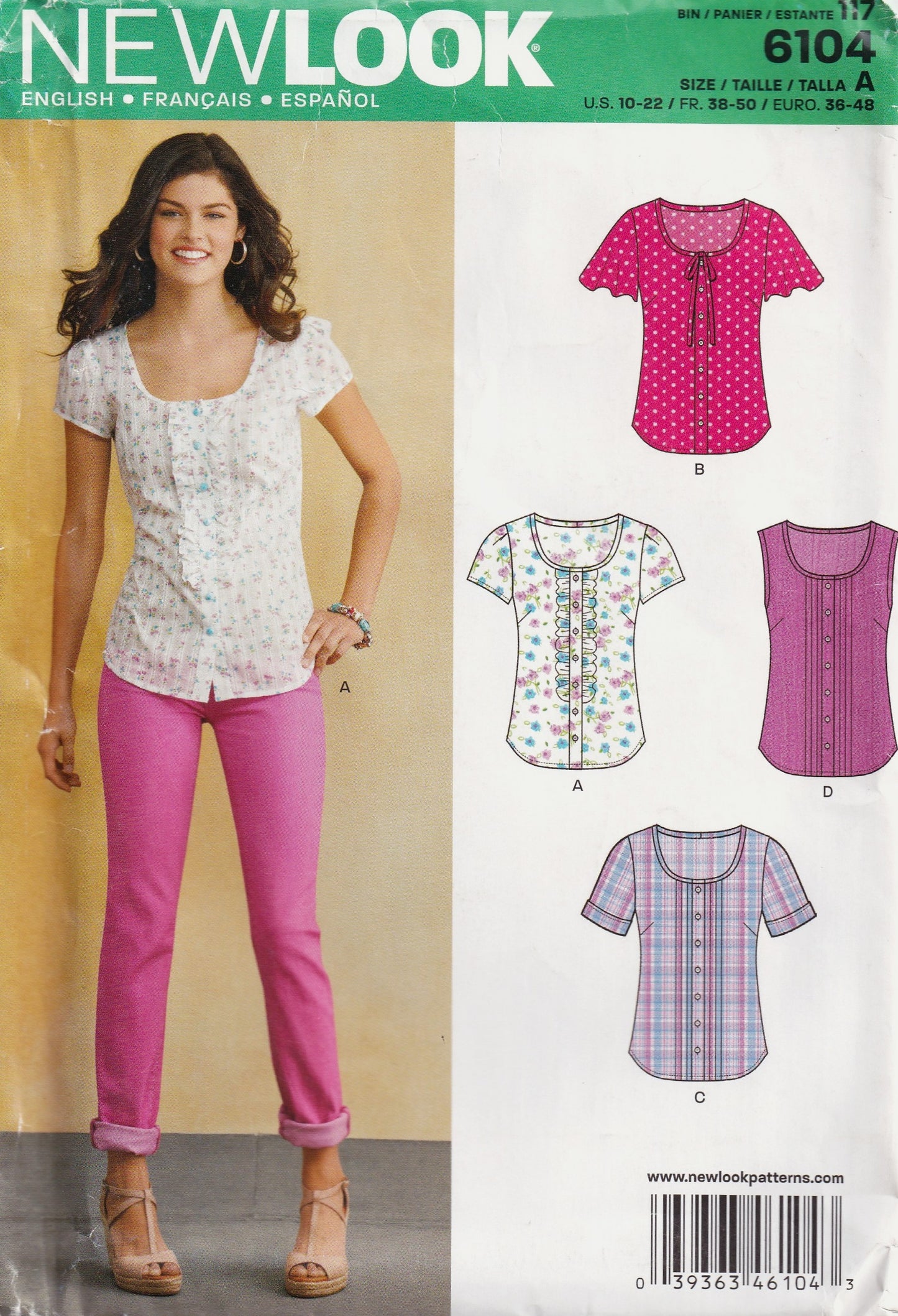 New Look 6102 Womens Fitted Summer Tops Out Of Print Paper Sewing Pattern Size 10 - 22 UNCUT Factory Folded