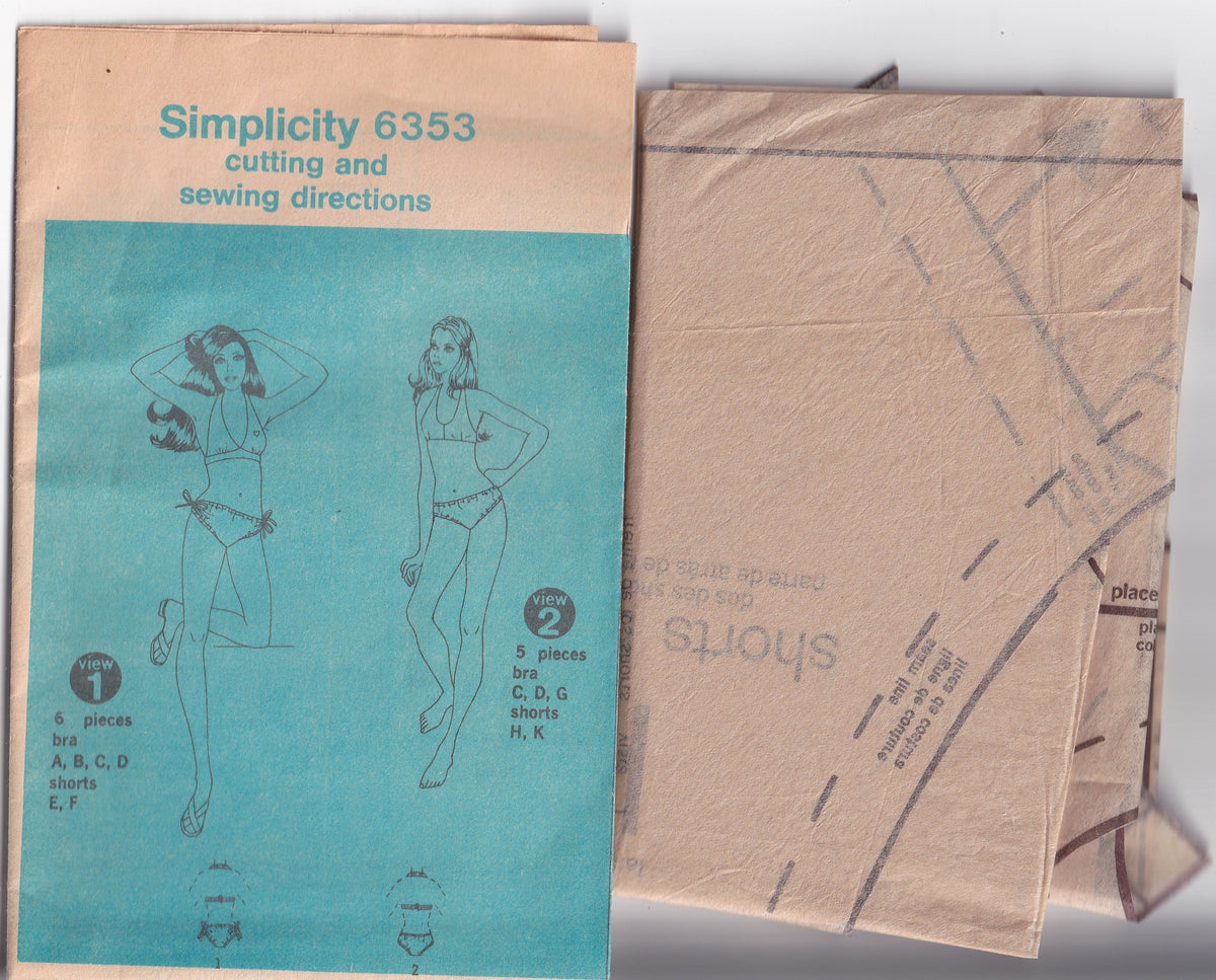 Simplicity 6353 Womens Stretch Knit Every-Body Bikini 1970s Vintage Paper Sewing Pattern Size 16 - 18
