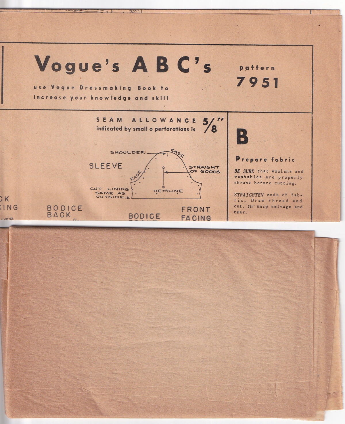 Vogue 7951 Womens Square Neck Short Sleeved Evening Sheath Dress 1950s Vintage Paper Sewing Pattern Bust 38 Inches UNUSED Factory Folded