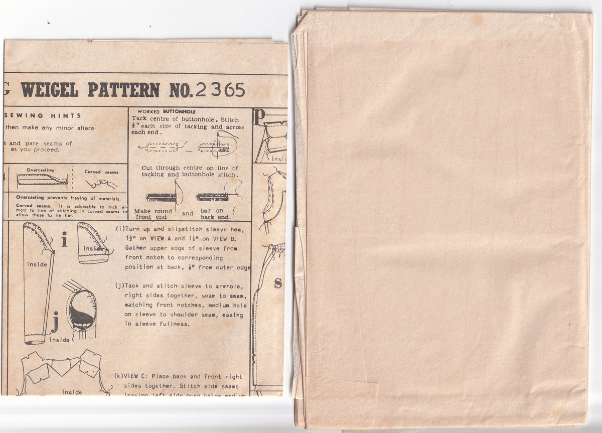 Weigel's 2365 Womens Draped Waist Evening Sheath Dress 1960s Vintage Paper Sewing Pattern Bust 38 Inches UNUSED Factory Folded