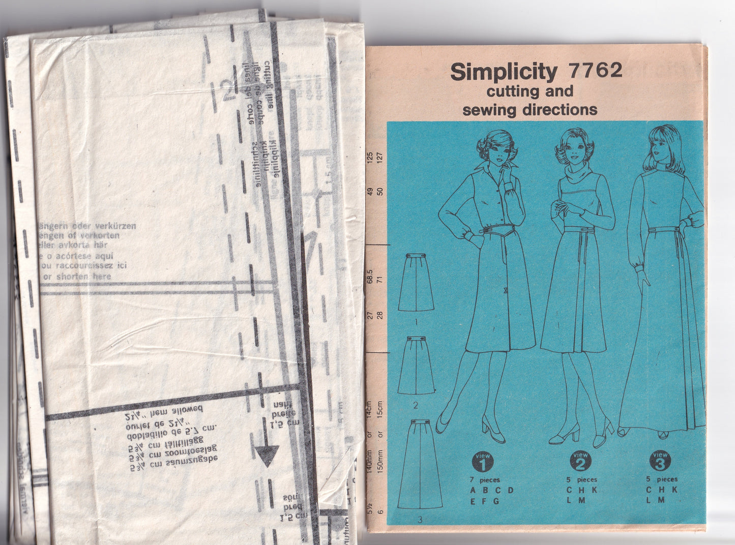 Simplicity 7762 Womens Set Of Skirts Front Fly Maxi & Side Pleated 1970s Vintage Paper Sewing Pattern Size 10 Waist 25 Inches