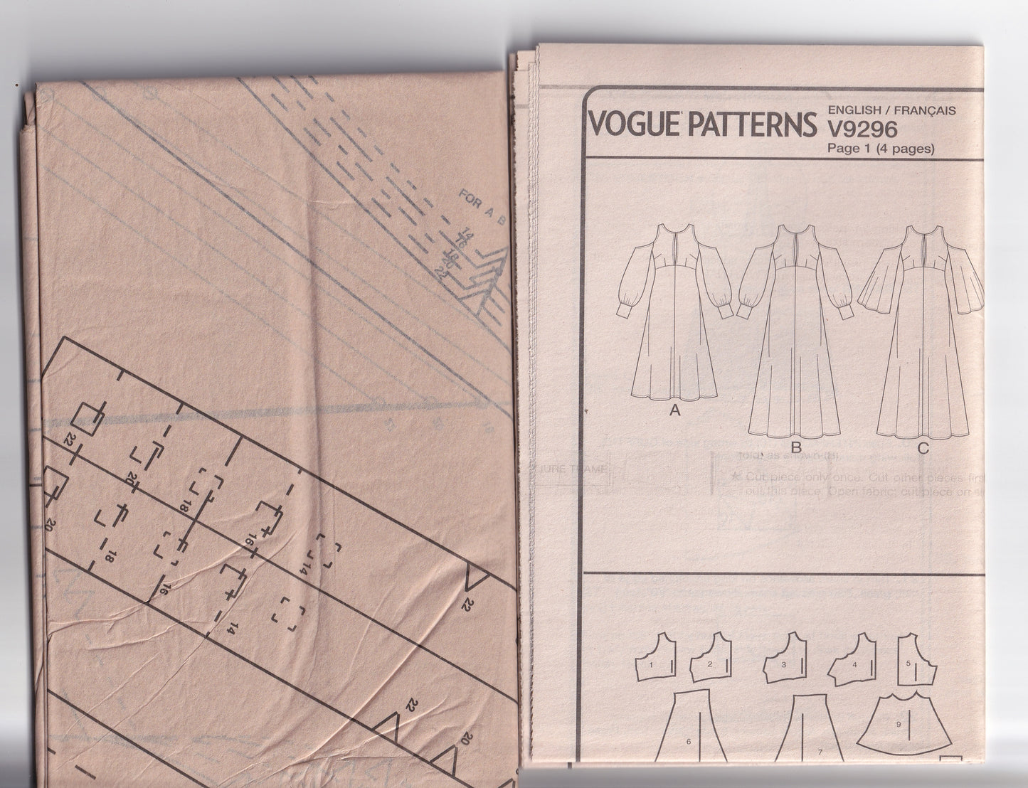 Vogue 9296 Womens Custom Fit Cold Shoulder Evening Dresses Out Of Print Paper Sewing Pattern Size 14 - 22 UNCUT Factory Folded