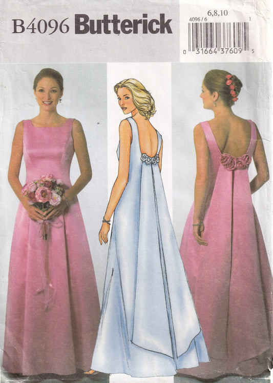Butterick 4096 Womens Lined Princess Evening Formal or Bridesmaids Dresses Out Of Print Paper Sewing Pattern Size 6 - 10 UNCUT Factory Folded