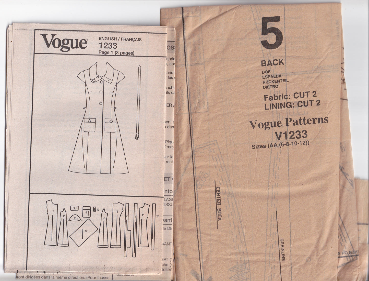 Vogue American Designer 1233 PAMELLA ROLAND Womens Lined Cap Sleeved Princess Shirtdress & Belt Out Of Print Paper Sewing Pattern Sizes 6 - 12 UNCUT Factory Folded