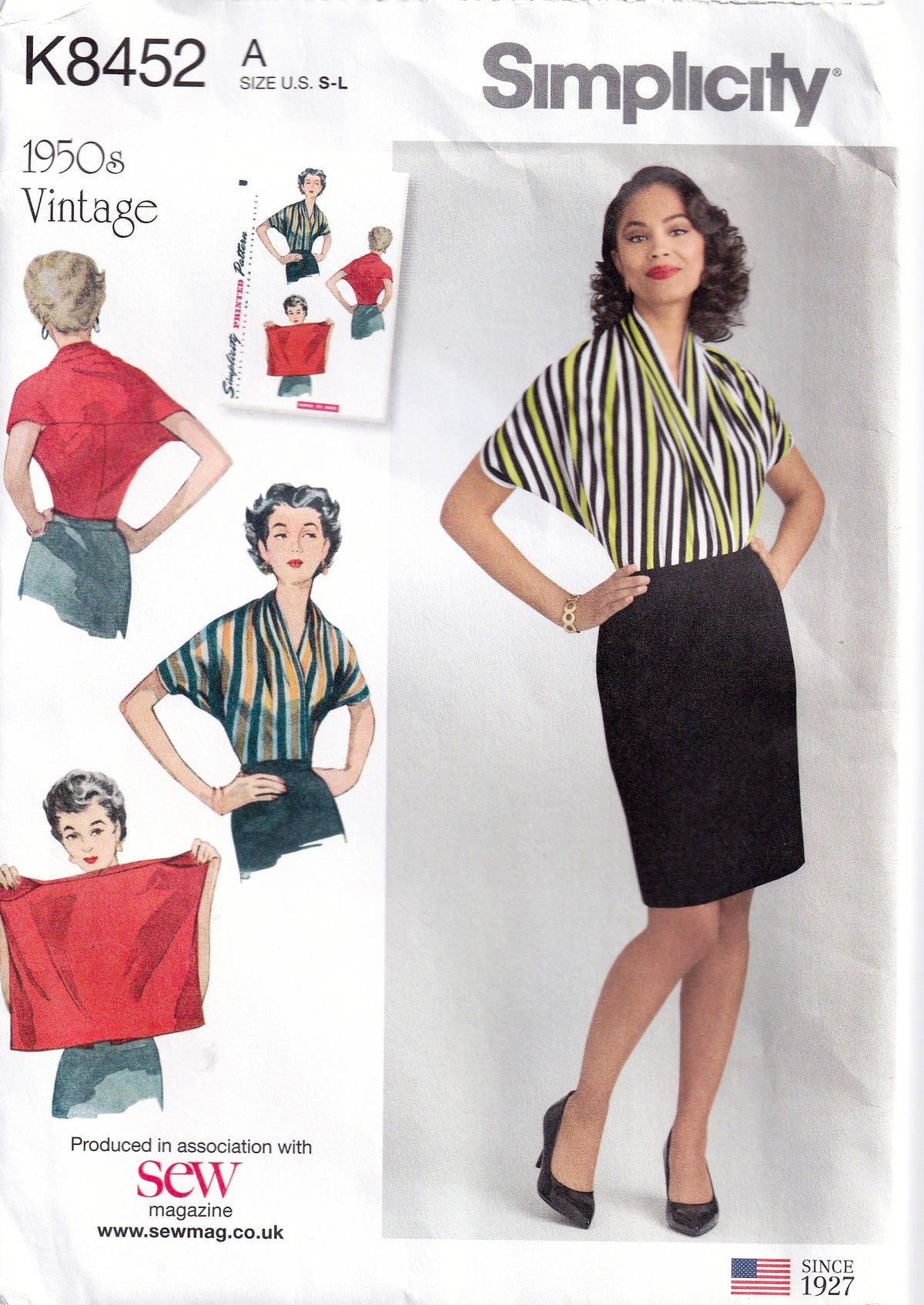 Simplicity Pattern Wrapping Paper Simplicity 8452 Womens Reissued 1950s Knit Wrap Top Paper Sewing Patte ...