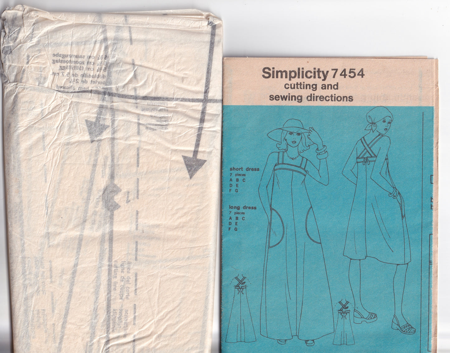 Simplicity 7454 Womens Pullover Sundress with Crossover Straps 1970s Vintage Paper Sewing Pattern Size SMALL 8 - 10