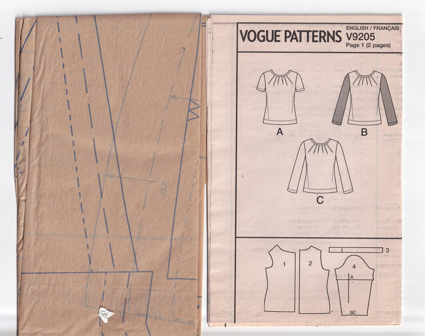 Vogue 9205 Womens Stretch Knit Tops with External Darts Out Of Print Paper Sewing Pattern Size L - XXL UNCUT Factory Folded