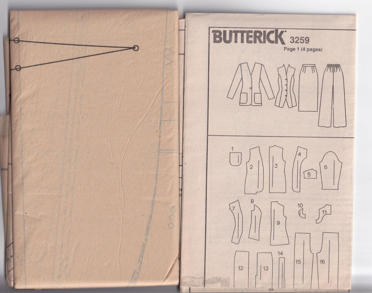Butterick 3259 Womens EASY Capsule Wardrobe Jacket Top Skirt & Pants ...