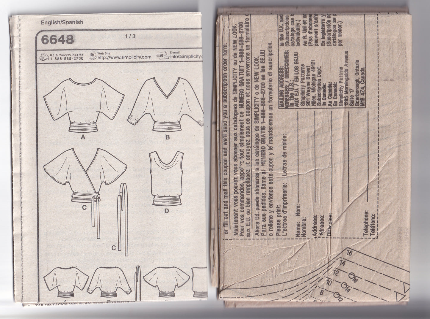 New Look 6648 Womens Stretch Knit Tops Out Of Print Sewing Pattern Size 6 - 16 UNCUT Factory Folded