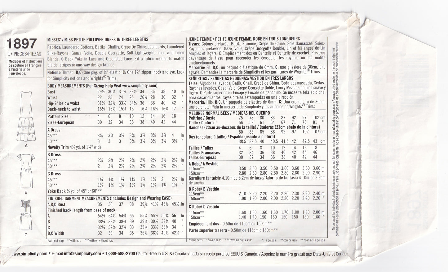 Simplicity 1897 Womens SUEDE SAYS Pullover Evening Dresses Out Of Print Paper Sewing Pattern Size 4 - 18 UNCUT Factory Folded