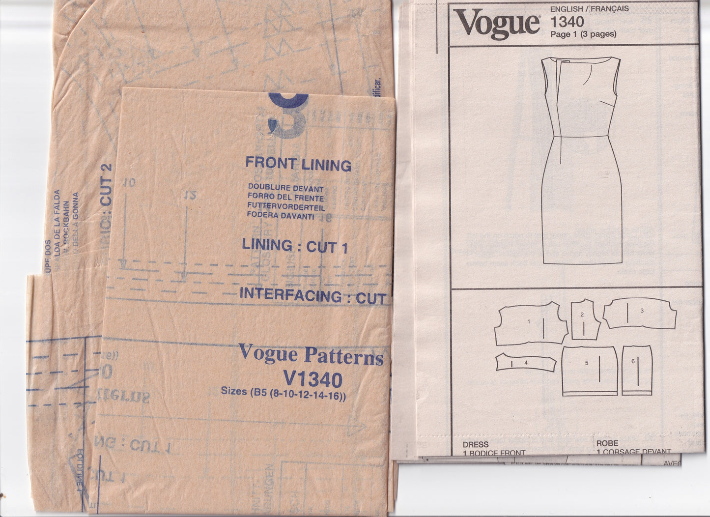 Vogue American Designer 1340 PAMELLA ROLAND Womens Couture Evening Sheath Dress with Pleated Neckline Out Of Print Paper Sewing Pattern Size 8 - 16 UNCUT Factory Folded
