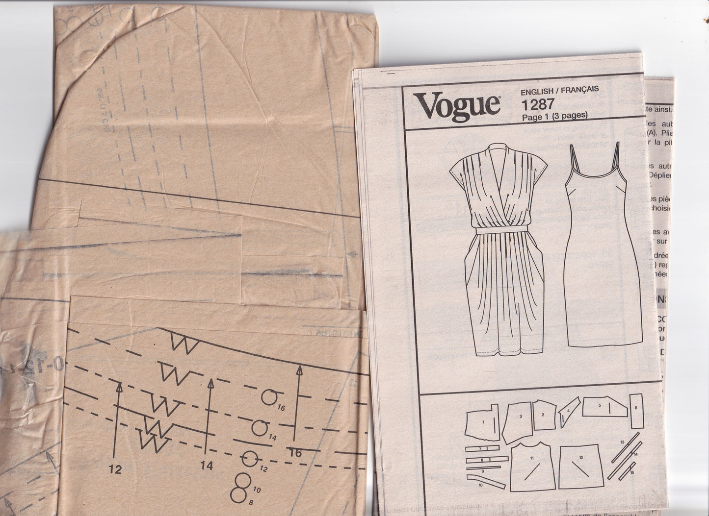 Vogue American Designer 1287 DKNY Womens Evening Pullover Dress & Bias Cut Slip Out Of Print Paper Sewing Pattern Size 8 - 16 UNCUT Factory Folded