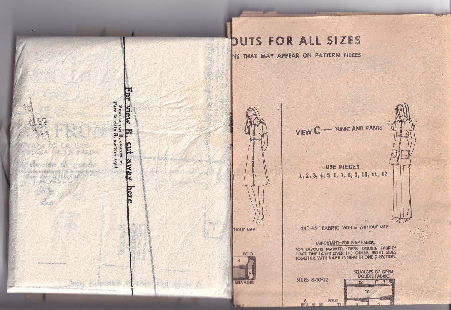 McCall's 2951 Womens High Waisted Zip Front Dress Tunic & Pants 1970s Vintage Paper Sewing Pattern Size 16 Bust 38 inches