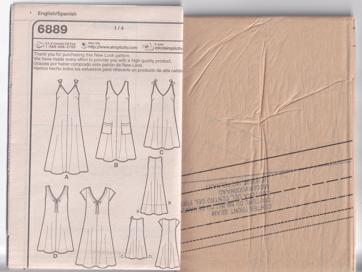 New Look 6889 Womens EASY Pullover Sundress Out Of Print Paper Sewing Pattern Size 8 - 18 UNCUT Factory Folded