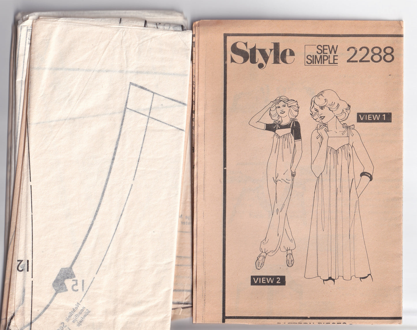 Style 2288 Womens Sundress & Dungarees 1970s Vintage Sewing Pattern Size 8 Bust 31.5 inches