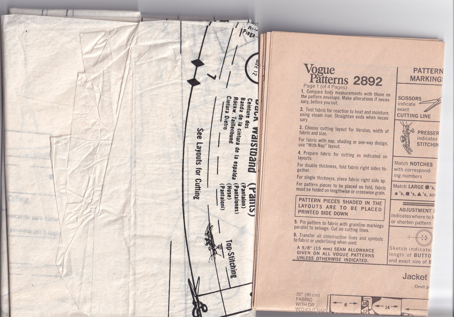 Vogue Americana 2892 CHUCK HOWARD Womens Wide Collar Shirt Jacket & Flared Leg Pants 1970s Vintage Paper Sewing Pattern Size 12 Bust 34 inches