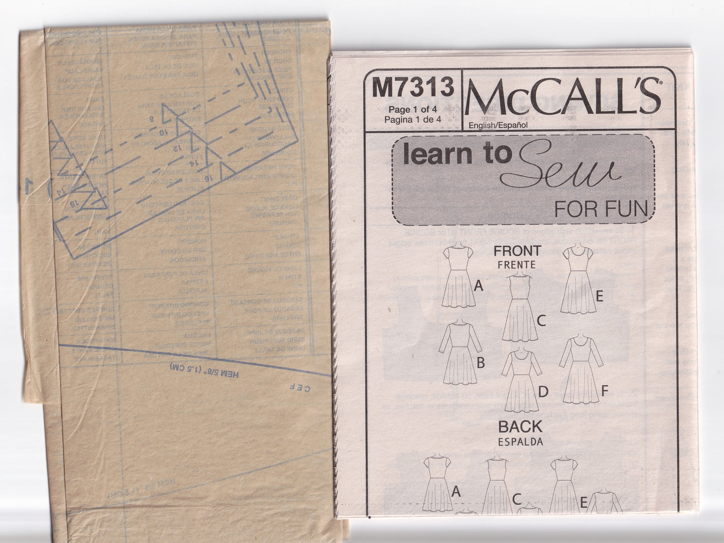 McCall's 7313 Womens Beginner's Stretch Knit Dress Out Of Print Sewing Pattern Sizes 8 - 16 UNCUT Factory Folded