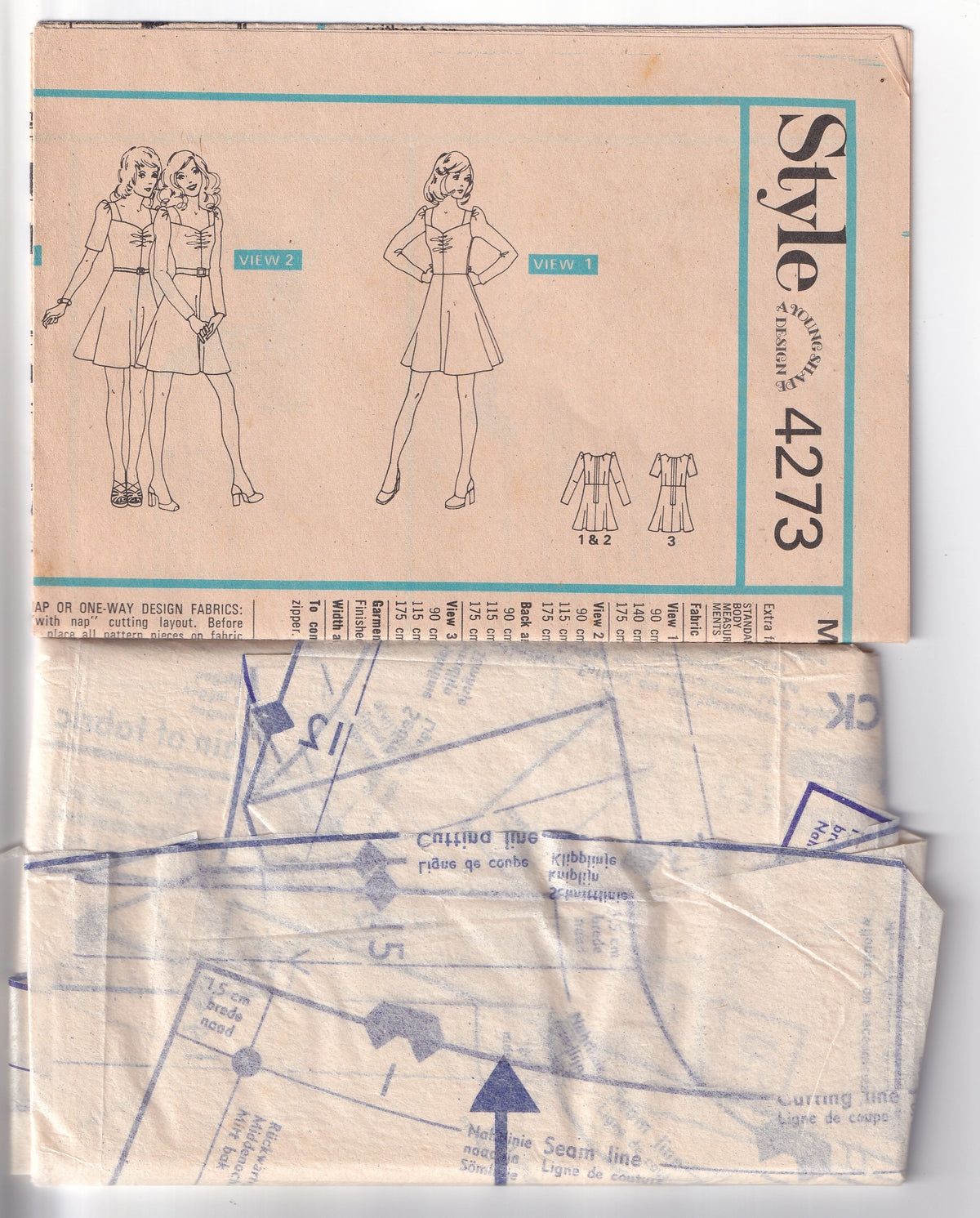 Style 4273 Womens Sweetheart Neck Dress 1970s Vintage Paper Sewing Pattern Size 10 Bust 32.5 inches