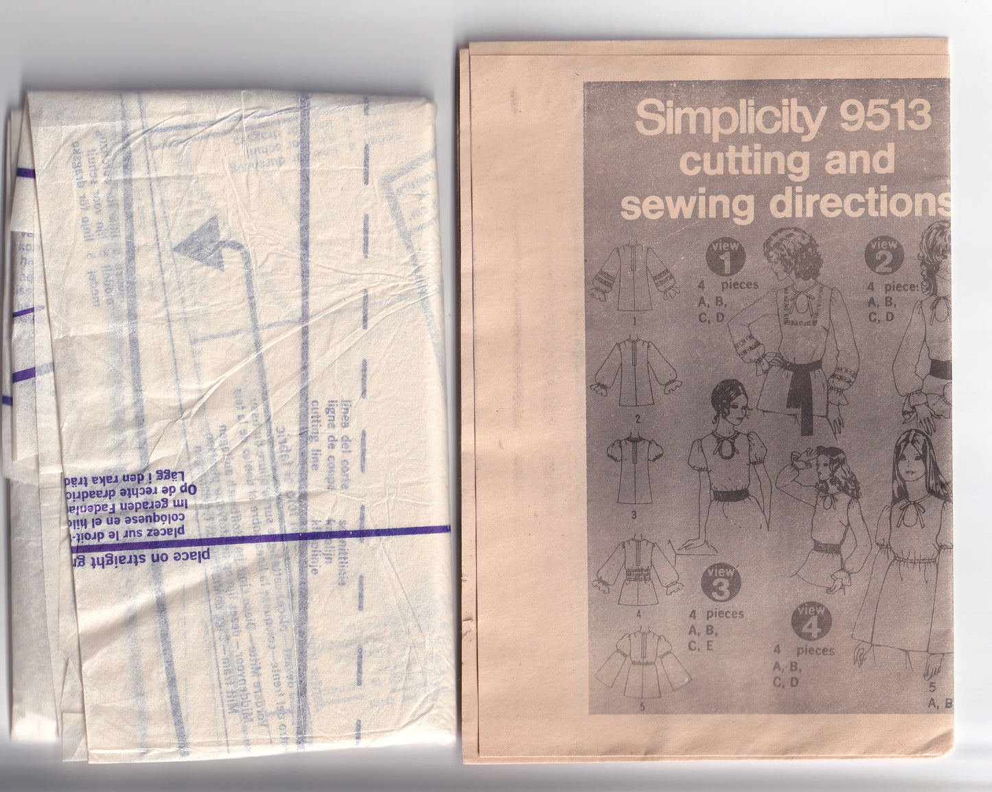 Simplicity 9513 Womens Puff Sleeved Pullover Hippie Shirt 1970s Vintage Sewing Pattern Size 14 Bust 36 Inches