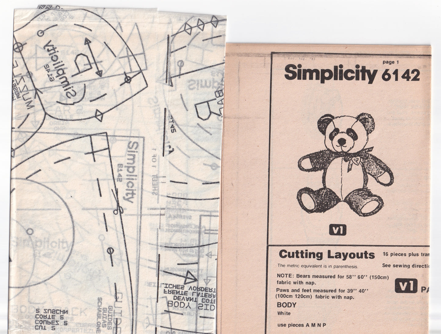 Simplicity 6142 Stuffed Soft Toys Panda Teddy Bear Koala & Polar Bear 1980s Vintage Sewing Pattern UNCUT Factory Folded