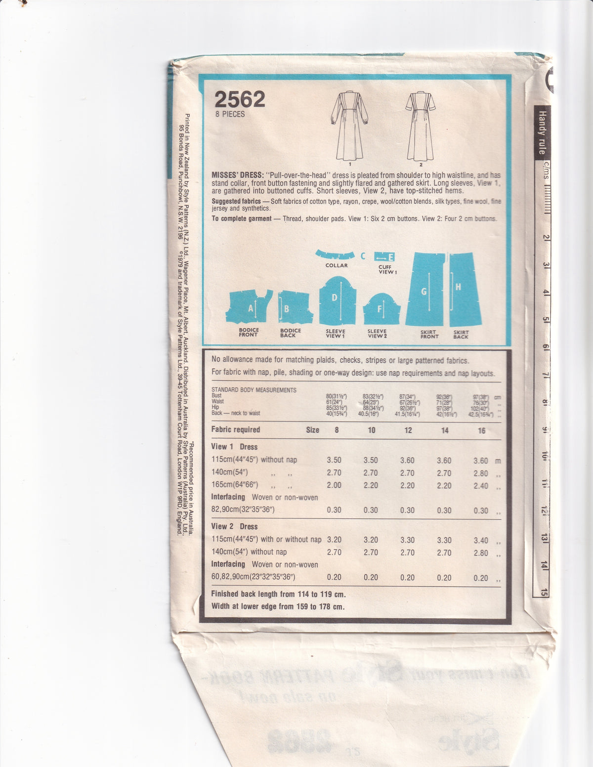 Style 2562 Womens Flanged Shoulder High Waisted Dress 1970s Vintage ...