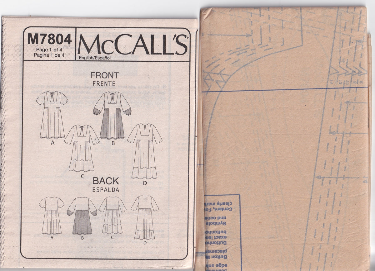 McCall's 7804 Womens LAURA ASHLEY Pullover Dresses with Side Panels Out Of Print Paper Sewing Pattern Sizes 6 - 14 UNCUT Factory Folded