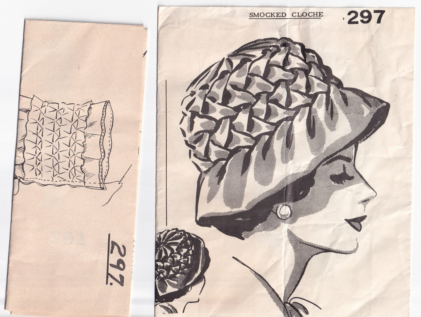 Mail Order 297 Rare Gingham Smocked Cloche Hat 1960s Vintage Sewing Pattern