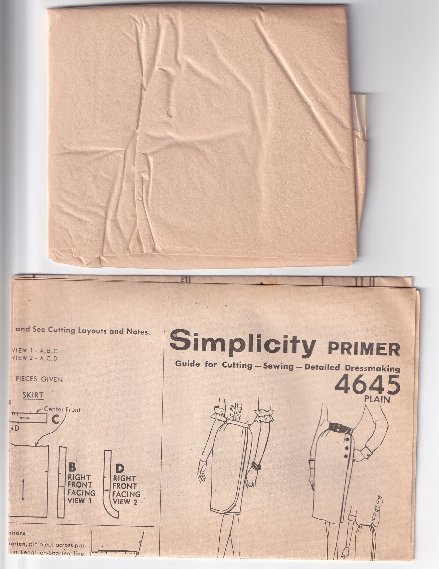 Simplicity 4645 Womens Wrap Pencil Skirts 1960s Vintage Paper Sewing Pattern Waist 26 inches UNUSED Factory Folded