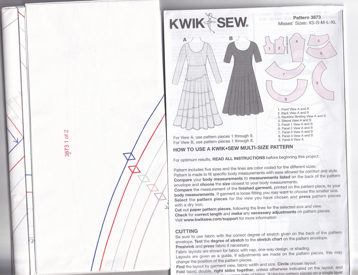 Kwik Sew 3873 Womens Stretch Knit Pullover Dress with Curved Skirt Panels Out Of Print Paper Sewing Pattern Size XS - XL UNCUT Factory Folded