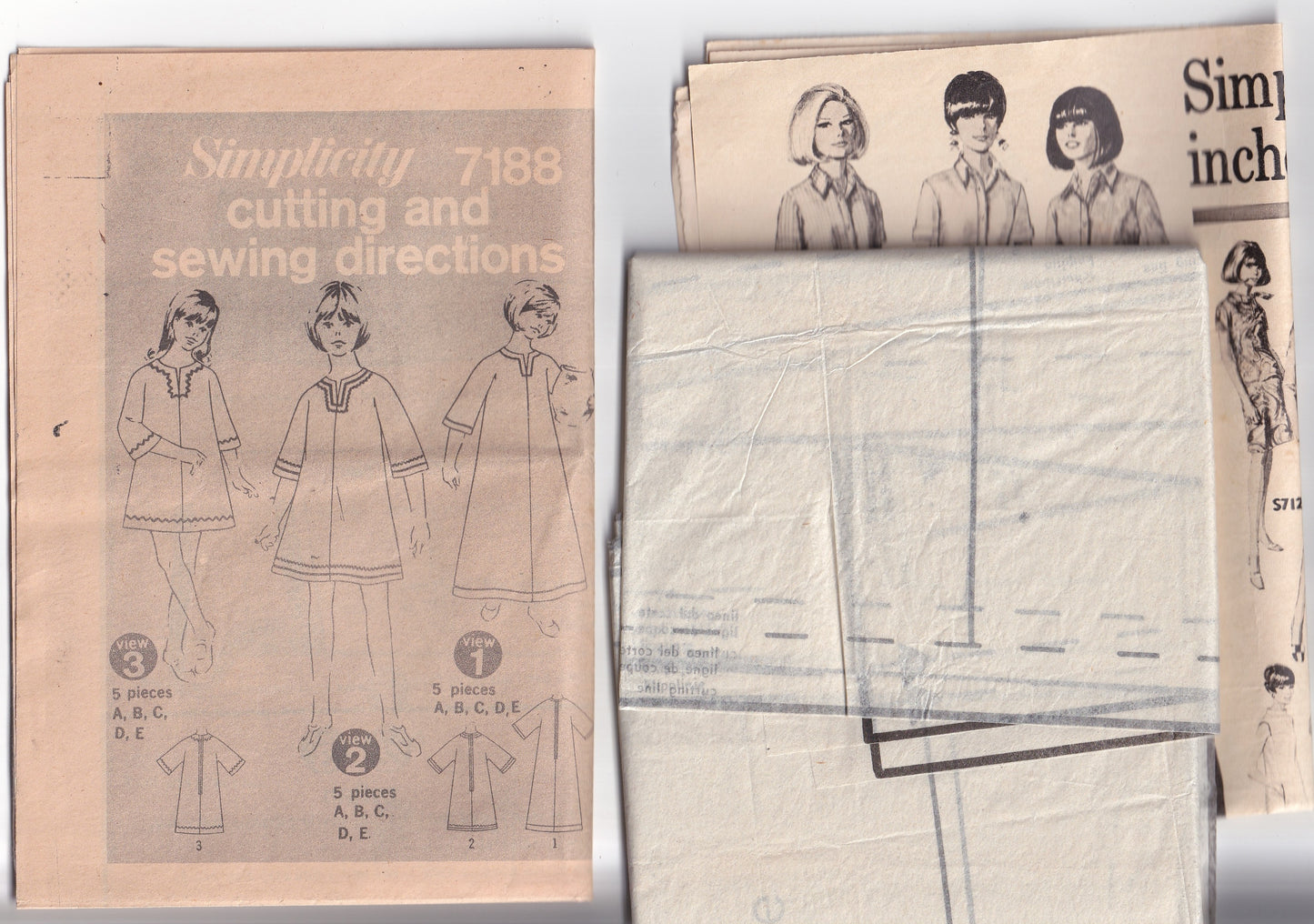 Simplicity 7188 Girls JIFFY Caftan Dress 1960s Vintage Paper Sewing Pattern Size 8