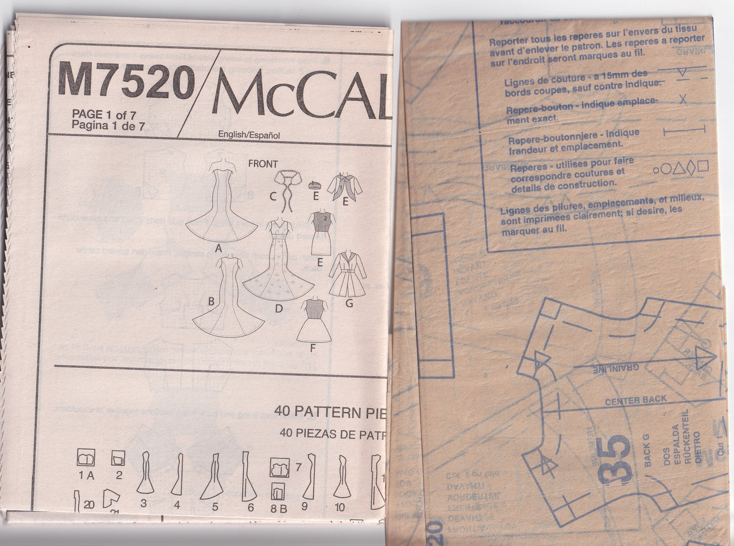 McCall's 7520 Retro Barbie Dolls Clothing 11.5 Inch Dolls Clothes Out Of Print Paper Sewing Pattern UNCUT Factory Folded