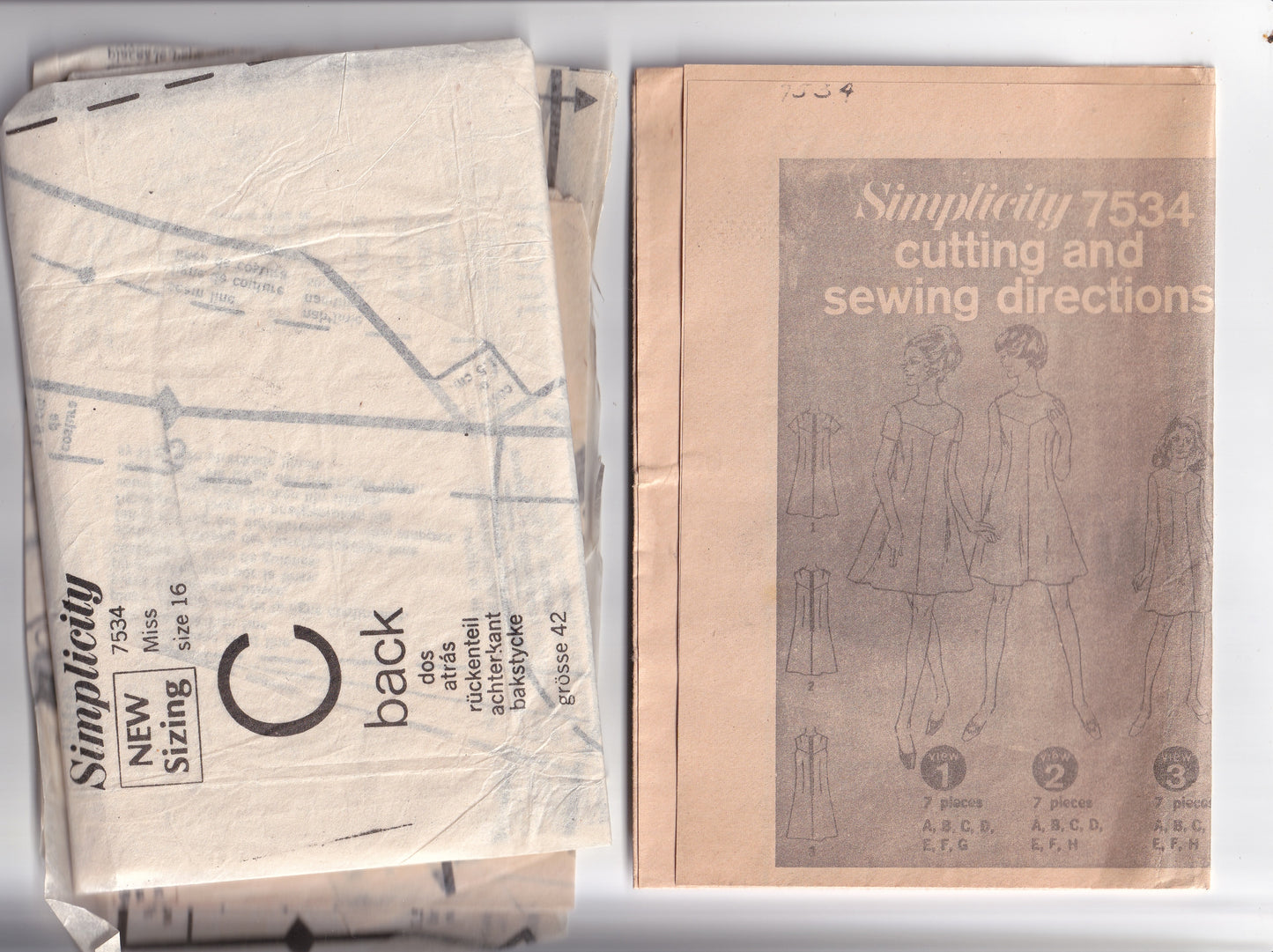 Simplicity 7534 Womens A Line Dress with Contrast Yoke 1960s Vintage Paper Sewing Pattern Size 16 Bust 38 Inches