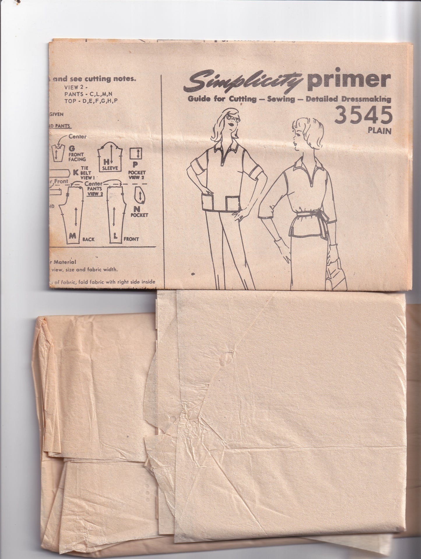 Simplicity 3545 Womens Pullover Top Slim Skirt & Tapered Pants 1960s Vintage Sewing Pattern Size 12 Bust 32 inches