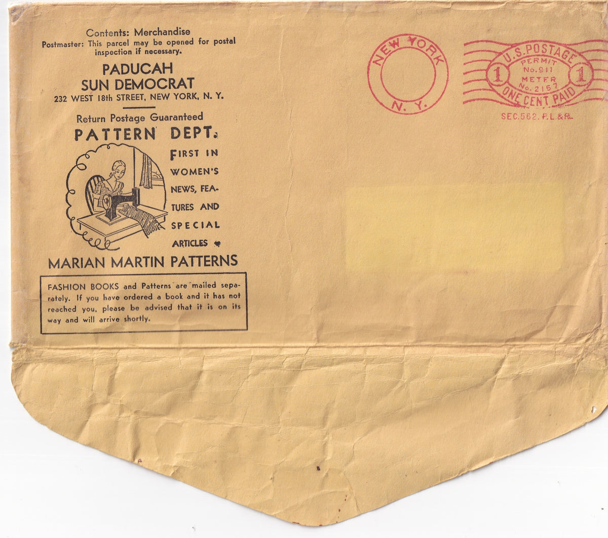 Marian Martin 9228 Womens Flutter Sleeved Dress with Gathered Bust 1930s Vintage Paper Sewing Pattern Bust 38 inches
