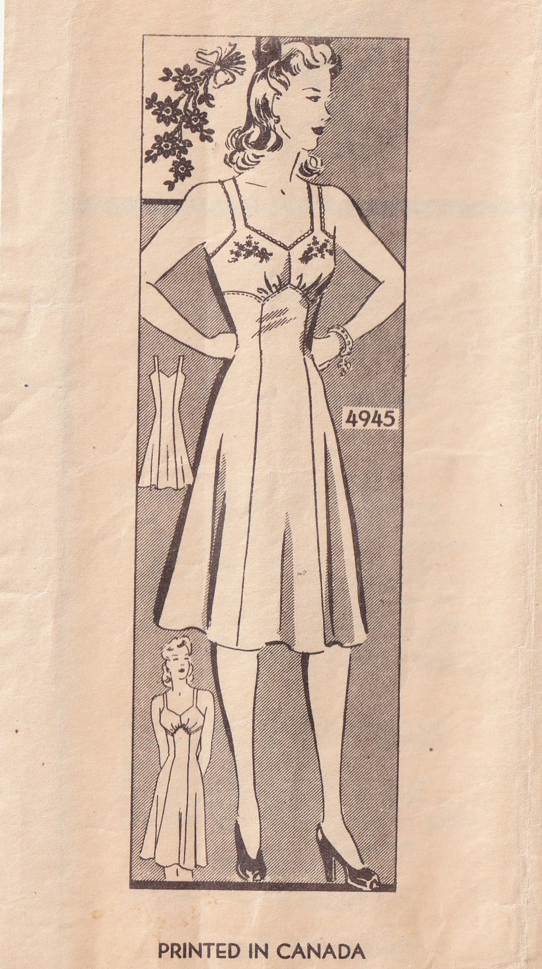 Anne Adams 4945 Womens Bra Slip 1940s Vintage Paper Sewing Pattern Bust 38 inches
