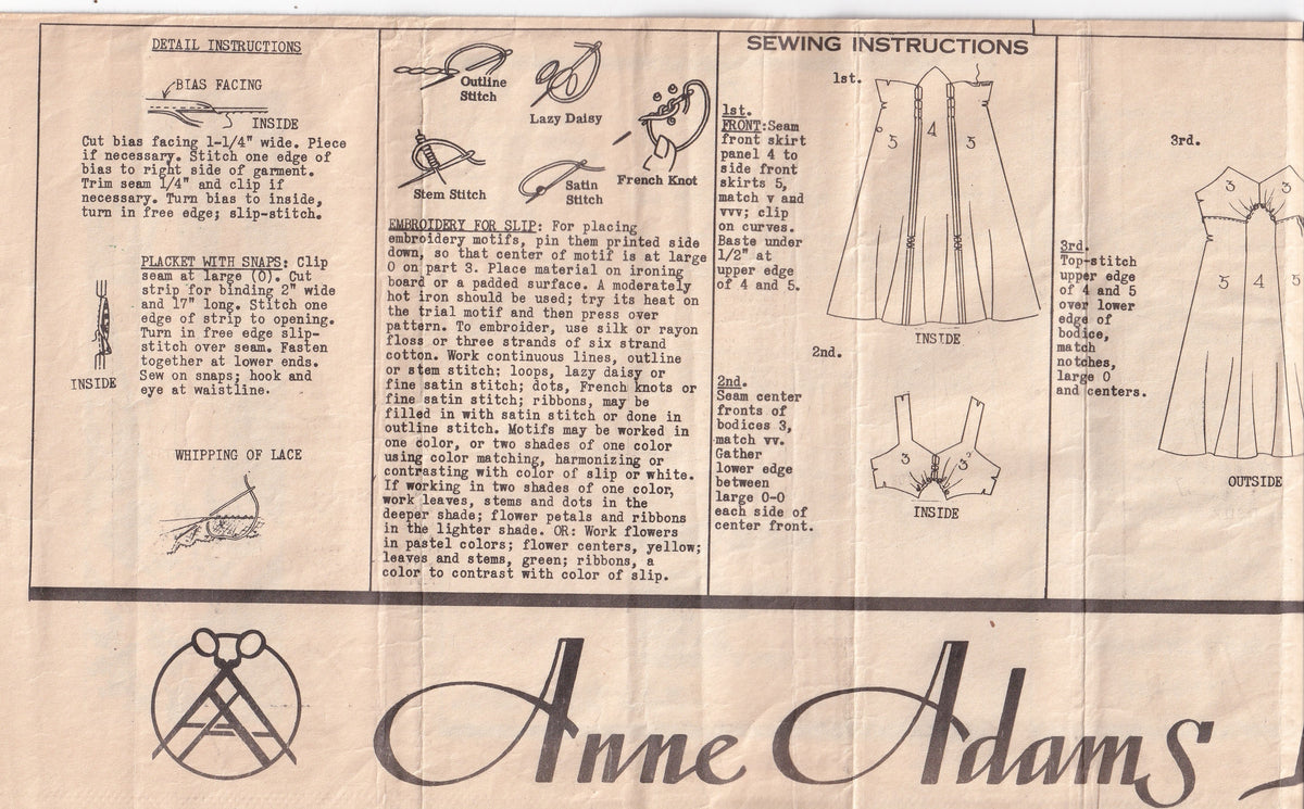Anne Adams 4945 Womens Bra Slip 1940s Vintage Paper Sewing Pattern Bust 38 inches