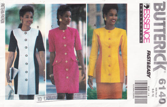 Butterick 6140 Womens Princess Dress Tunic & Skirt 1990s Vintage Paper Sewing Pattern Size 6 - 10 UNCUT Factory Folded