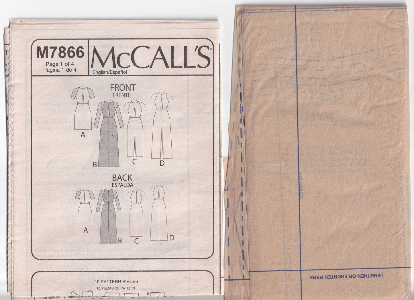 McCall's 7866 Womens Stretch Knit Evening Dresses with Cutout Detail Out Of Print Paper Sewing Pattern Sizes 6 - 14 UNCUT Factory Folded