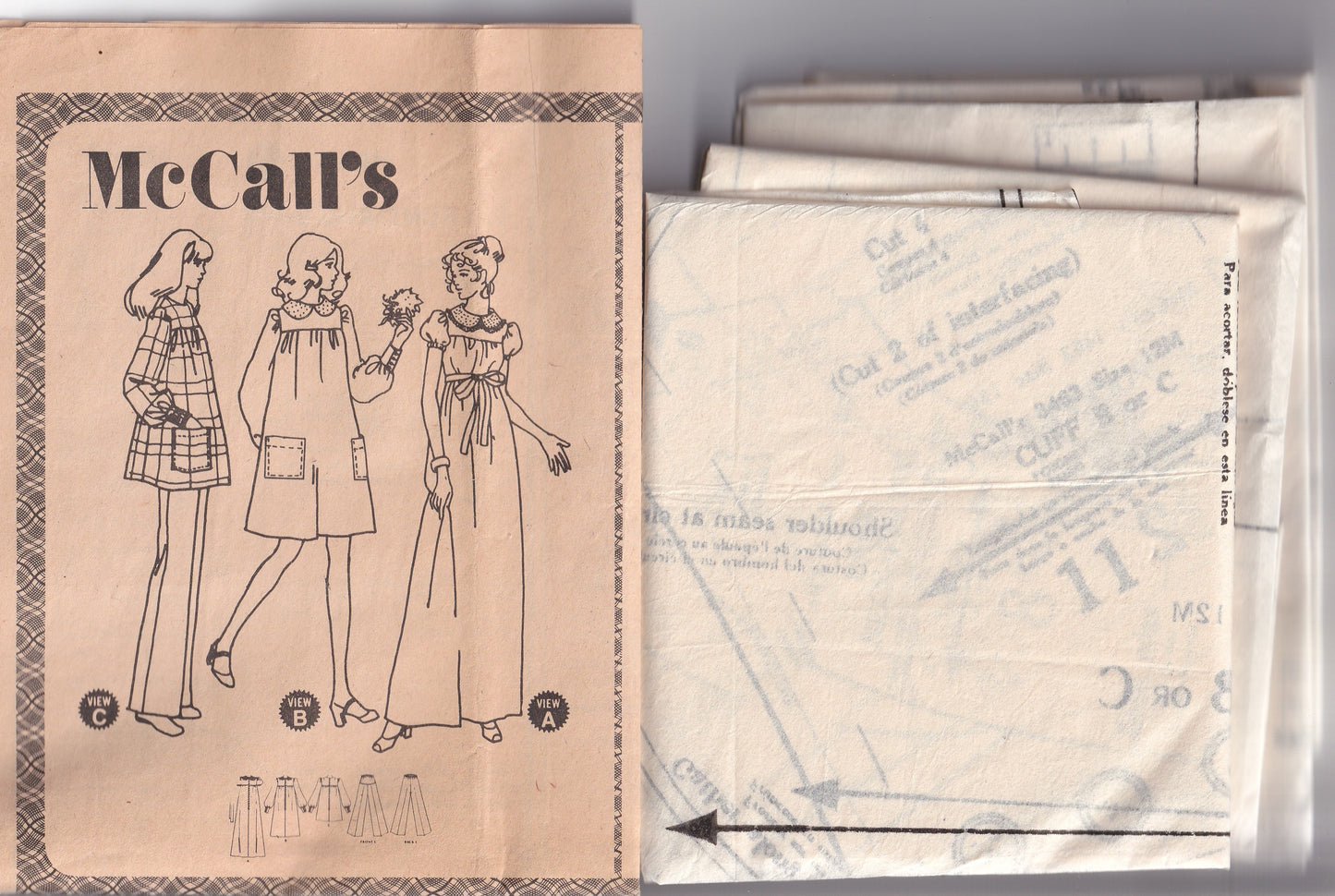 McCall's 3463 Maternity Yoked Dress Smock Top & Pants 1970s Vintage Paper Sewing Pattern Size 12 Bust 34 inches
