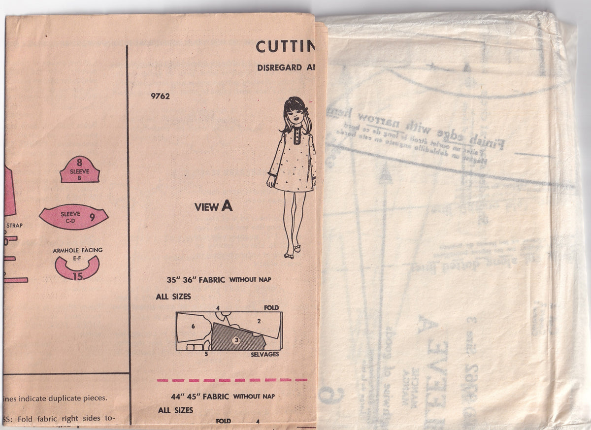 McCall's 9762 Toddler Six Way Shift Dresses 1960s Vintage Paper Sewing Pattern Size 3
